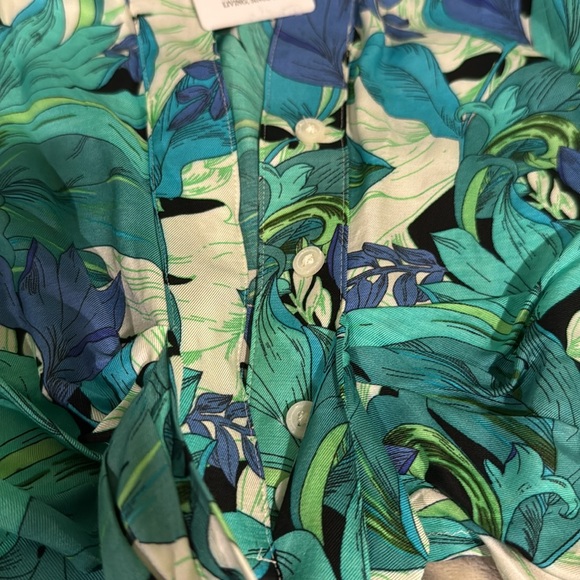 Reiss NWT Green and Blue Leaf Print Button Down Shirt - Picture 4 of 6